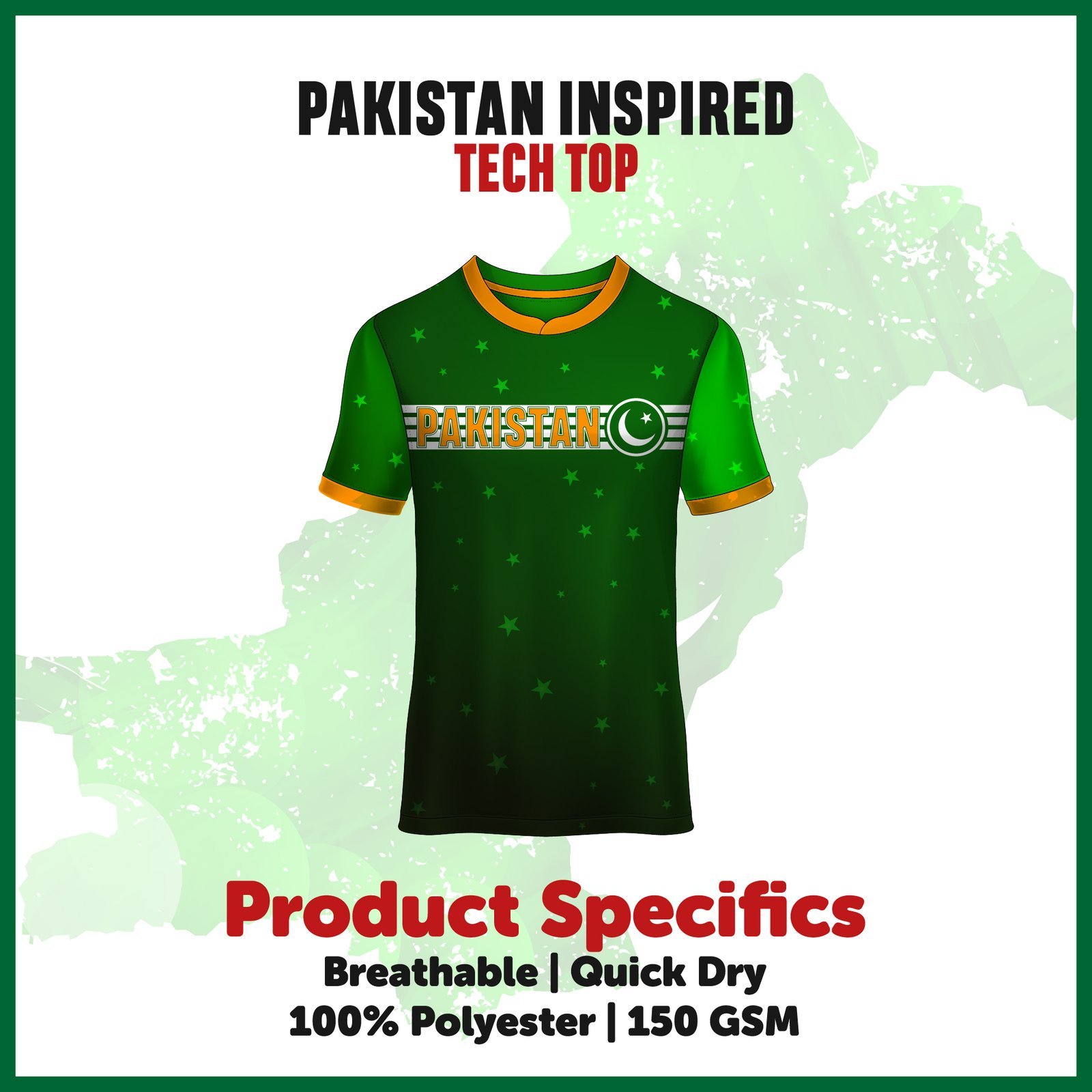 Pakistan-Inspired Athletic Tech Top for Runners.