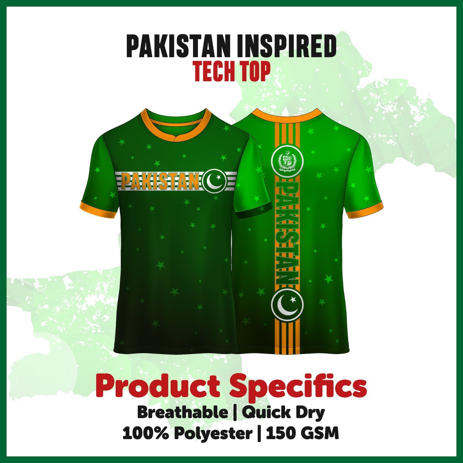 Pakistan-Inspired Athletic Tech Top for Runners. - Image 5